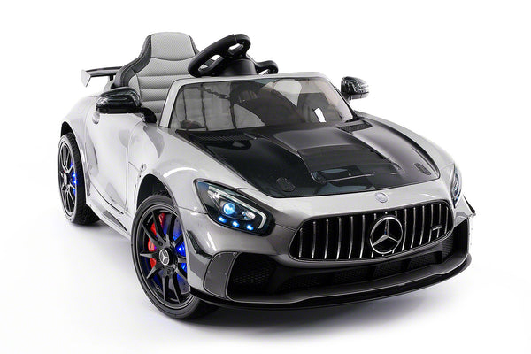 Mercedes GT AMG 12V Kids Ride On Car with Parental Remote Gray Metal