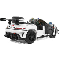 Moderno Kids Mercedes AMG GT3 EVO 12V Kids Ride-On Car with R/C Parental Remote | White