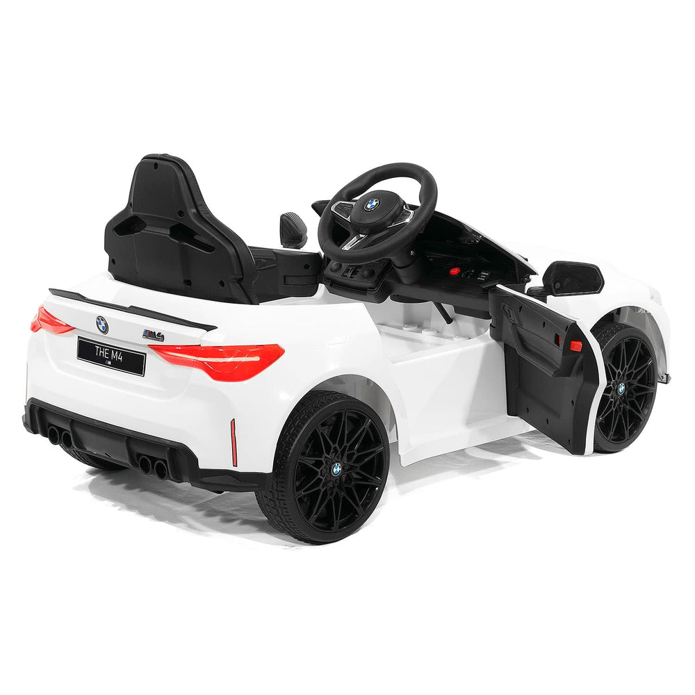 Moderno Kids BMW M4 12V Kids Ride-On Car with R/C Parental Remote | White