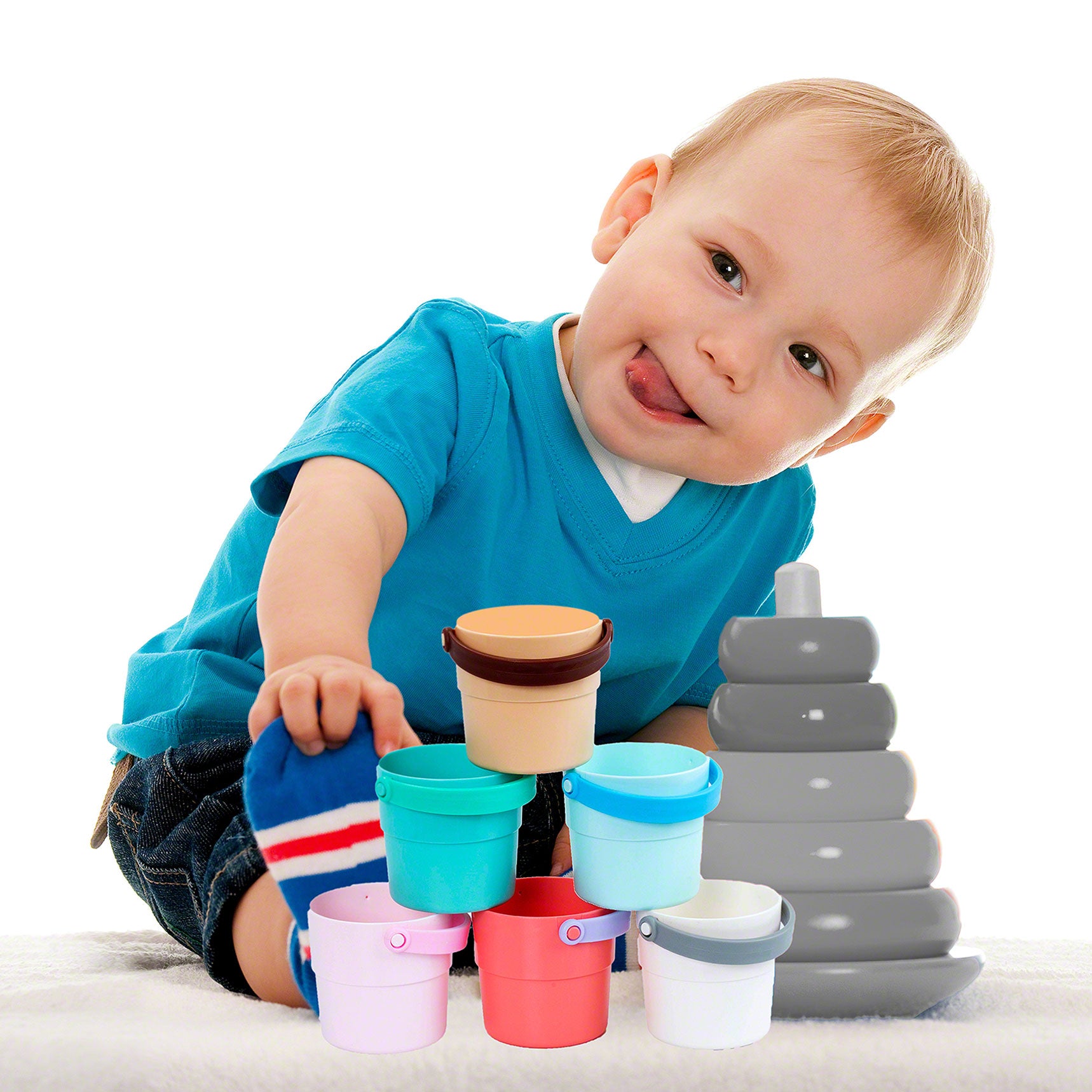 Baby Stacking Cups, Toddler Stacking Toys For 1 2 3 Years Old Boys Girls  Bath Stacking Cups For 6-12 Months Toddlers Baby Bath Cups
